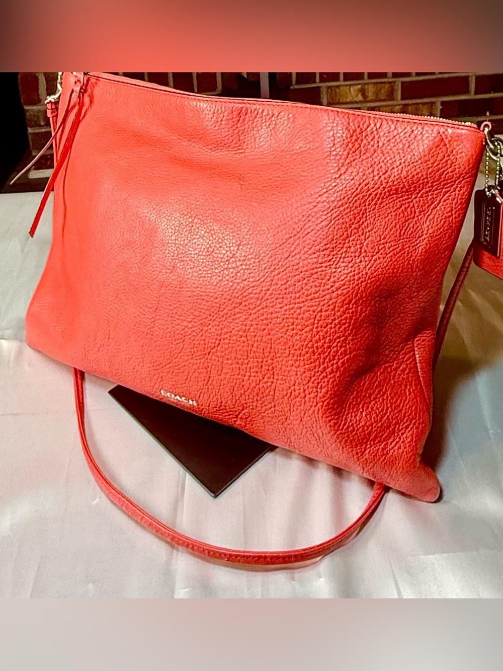 Coach Coral Red Leather Crossbody Bag